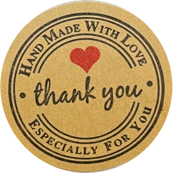 Наклейки "HANDMADE WITH LOVE - THANK YOU" 2,5 см